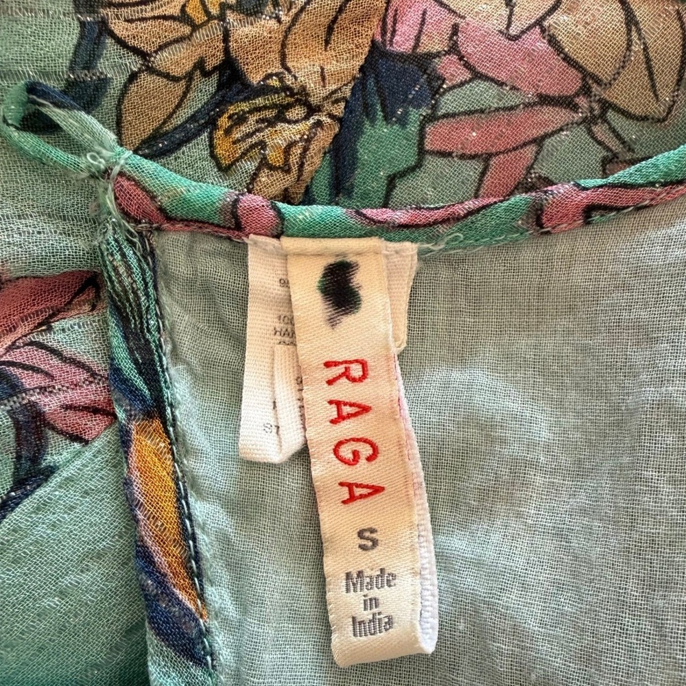 Raga Anthropologie "Botanic Enchantment" Lurex Open Back Mini Dress - Size Small - Picture 7 of 11